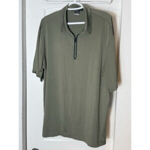 Nike Tiger Woods Platinum Striped Golf Polo Shirt  Men's L Olive Green FitDry